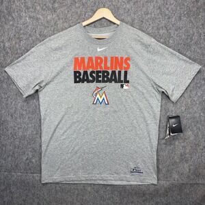 Miami Marlins Nike Dri Fit T-Shirt Men's XLShort Sleeve Gray MLB Performance